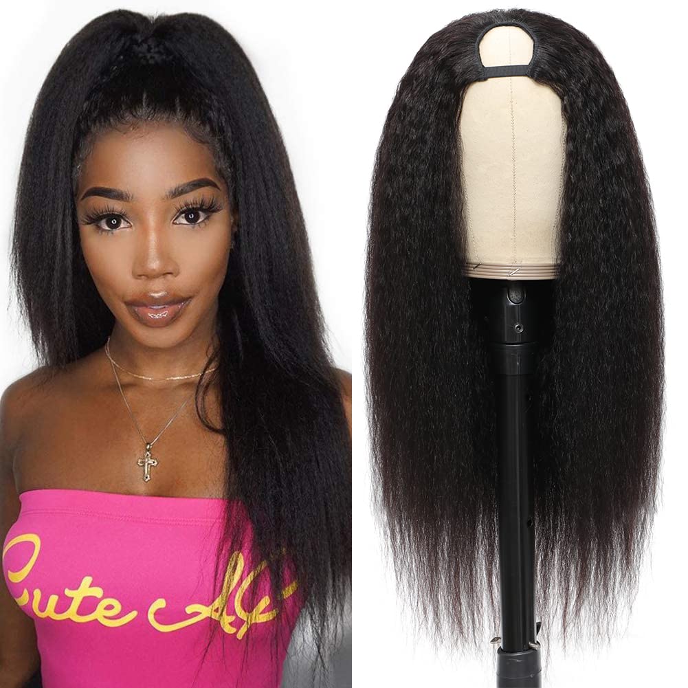 Urbeauty- Peluca con parte superior en U de cabello humano crespo p...