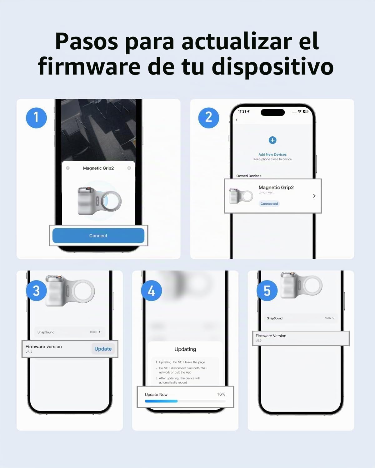 TELESIN Fun Shot - Agarre magnético para cámara de teléfono + trípo...