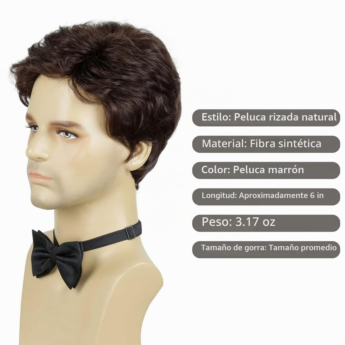 BCHR Pelucas marrones para hombre, peluca corta para hombre, resist...