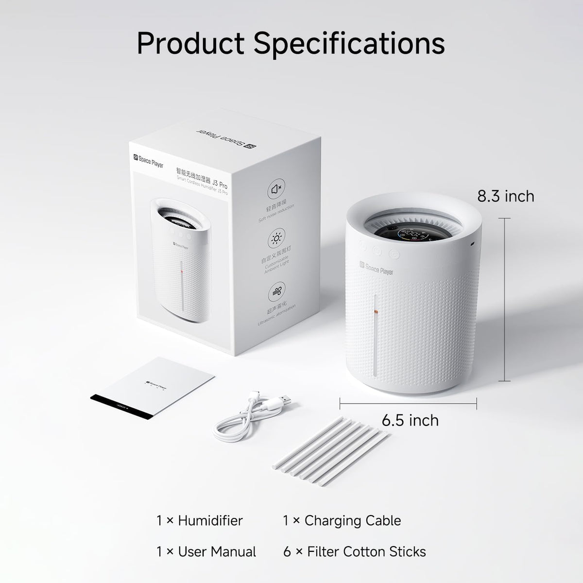 Humidificador de niebla fría Space Player para dormitorio, humidifi...