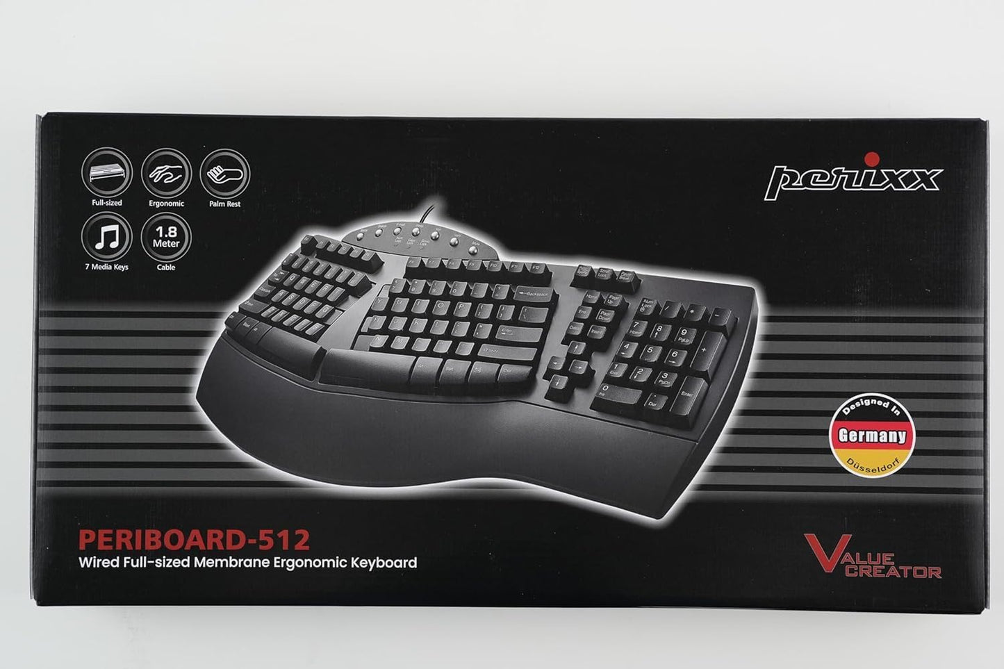 Perixx PERIDUO-512B EE.UU., Combo de Teclado Ergonómico con Cable y...