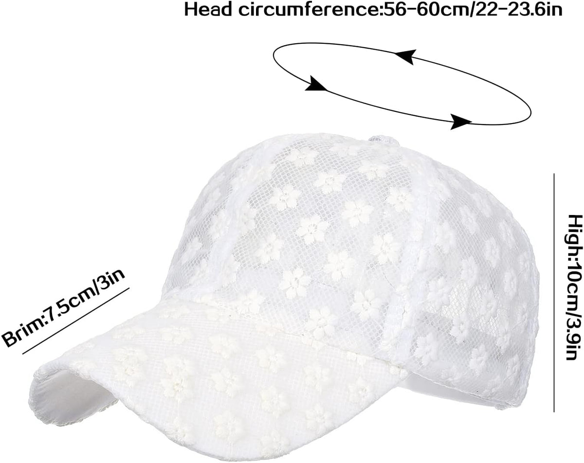 Tidefire Gorras de béisbol de flores pequeñas de encaje para mujer,...