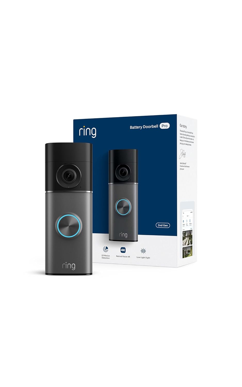 Videotimbre inalámbrico 4K Ring Pro (último modelo): Retinal 4K con...