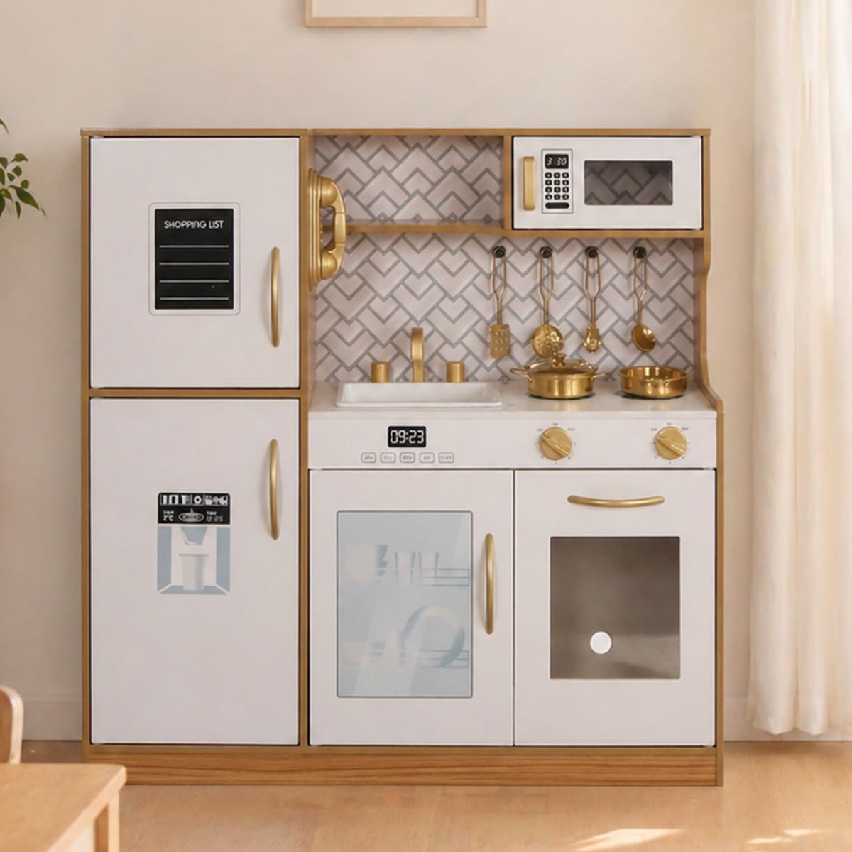 Conjunto de Juguete de Cocina de Madera con Luz, Juego de Cocina de...