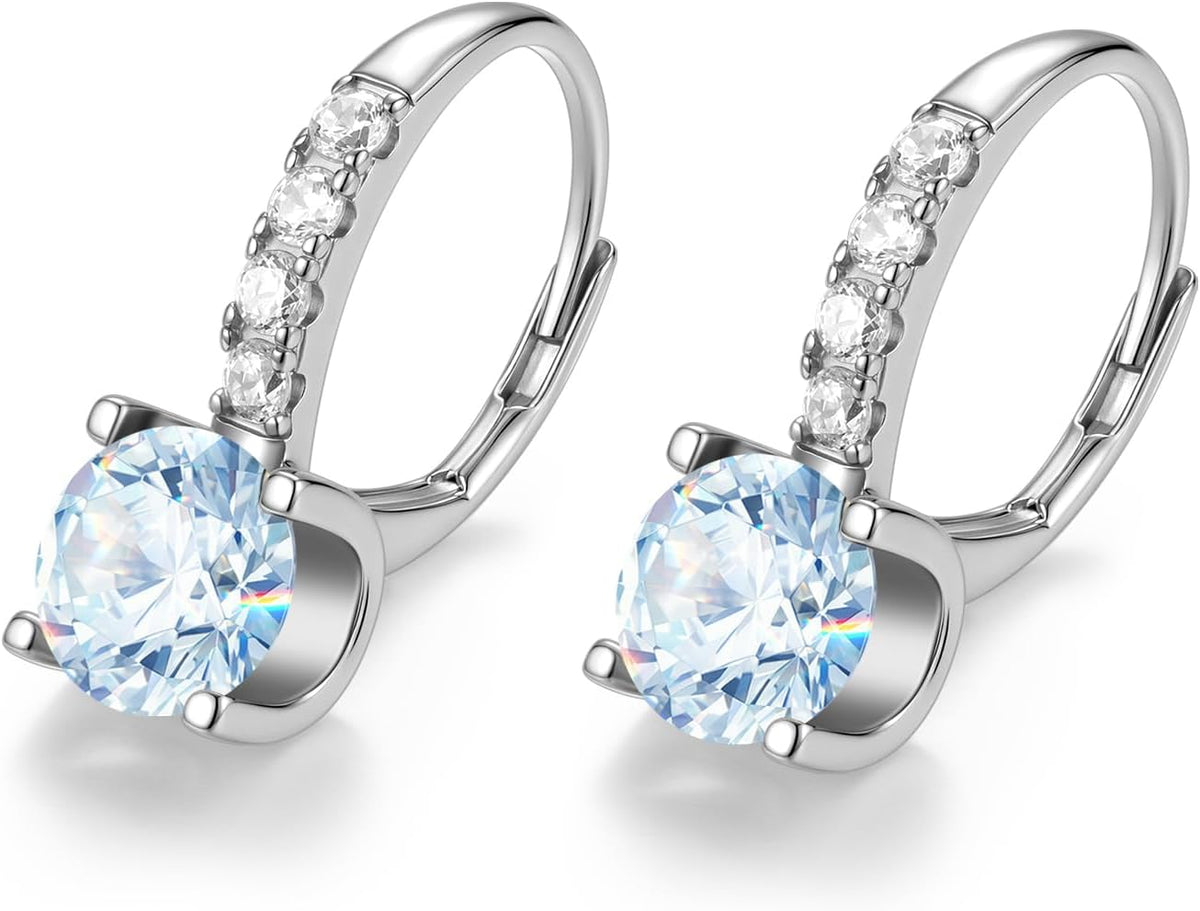 FANCIME Pendientes colgantes con piedra natal para mujer de plata d...