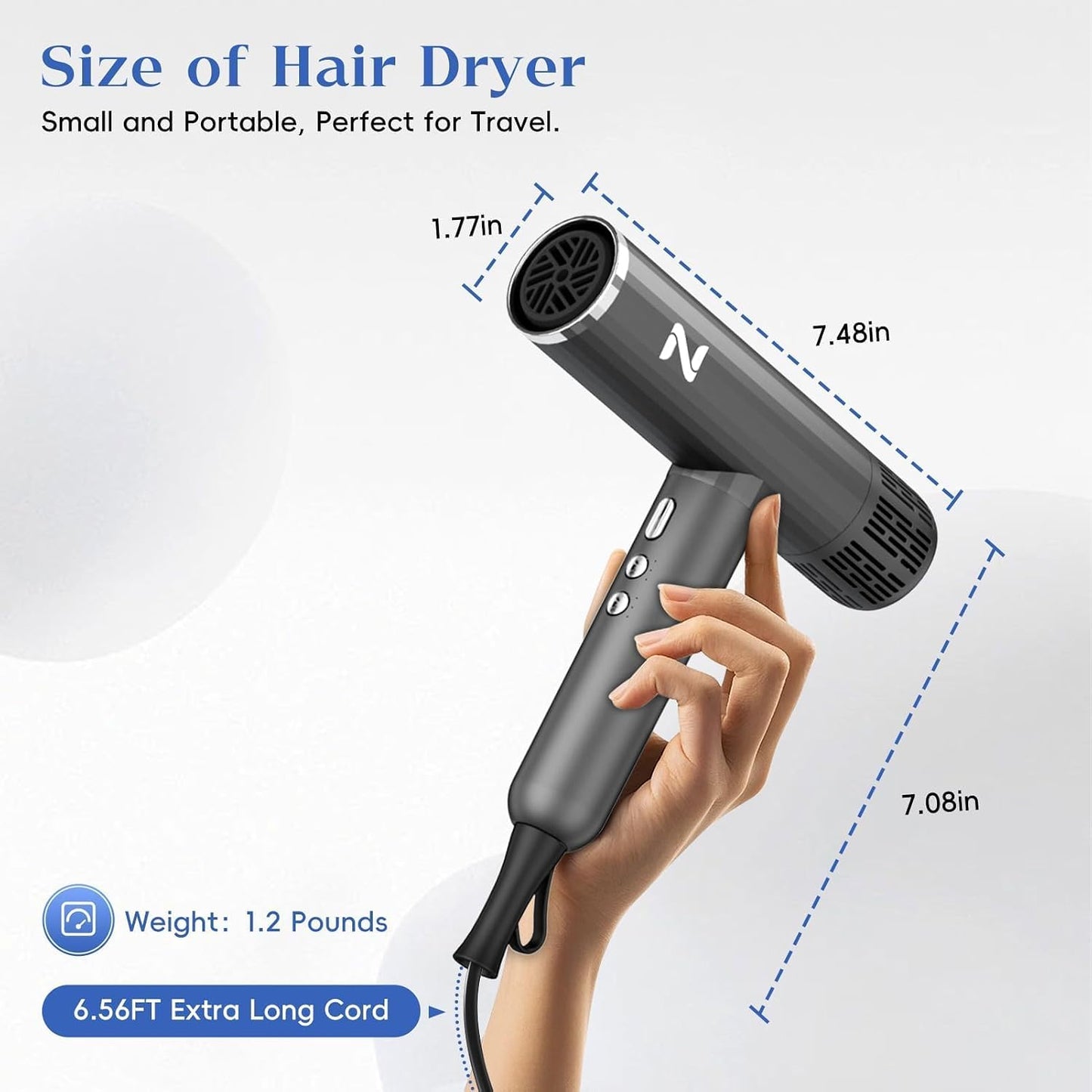 Natrial Ionic - Secador de pelo profesional con difusor para cabell...