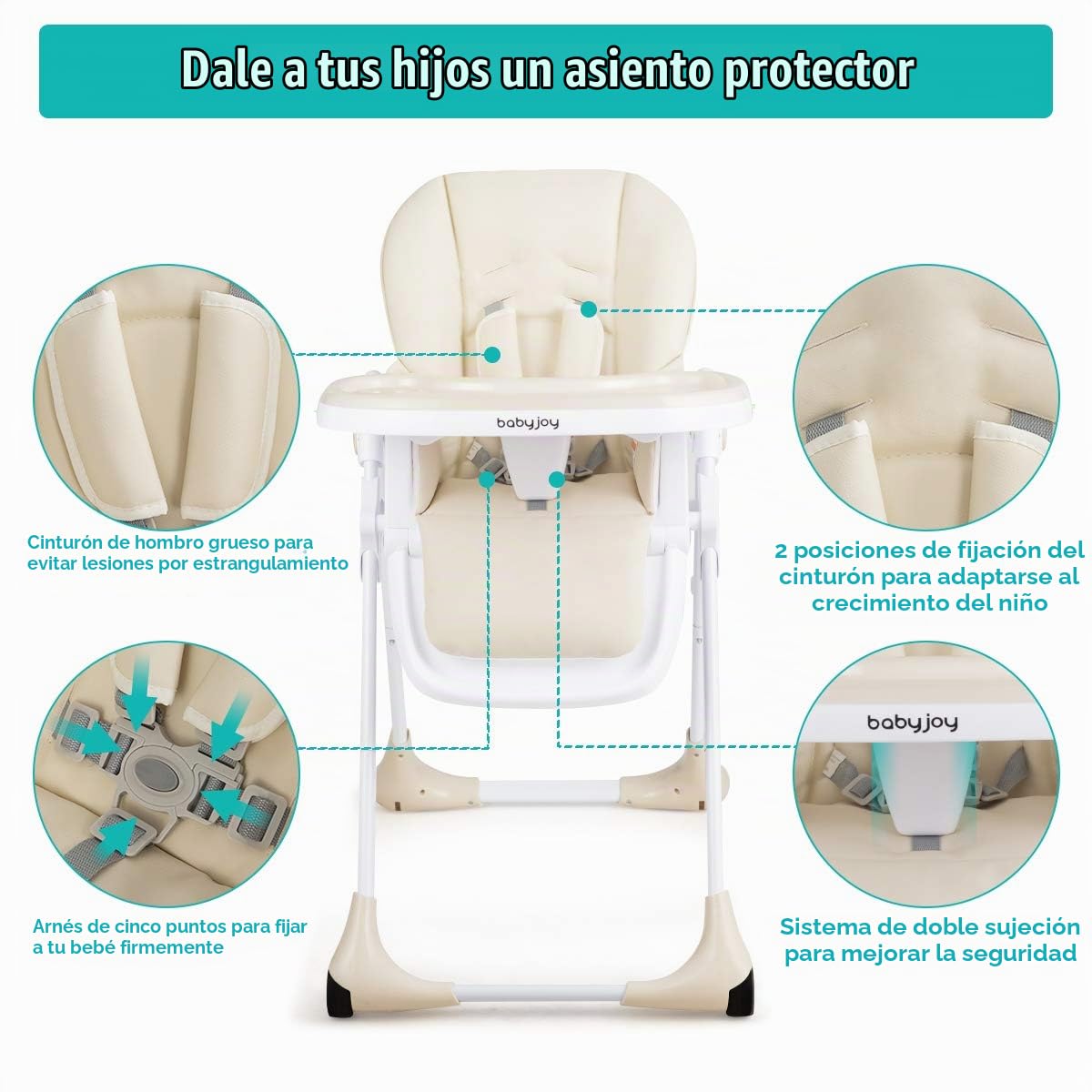 BABY JOY Silla alta convertible para bebés y niños pequeños, altura...