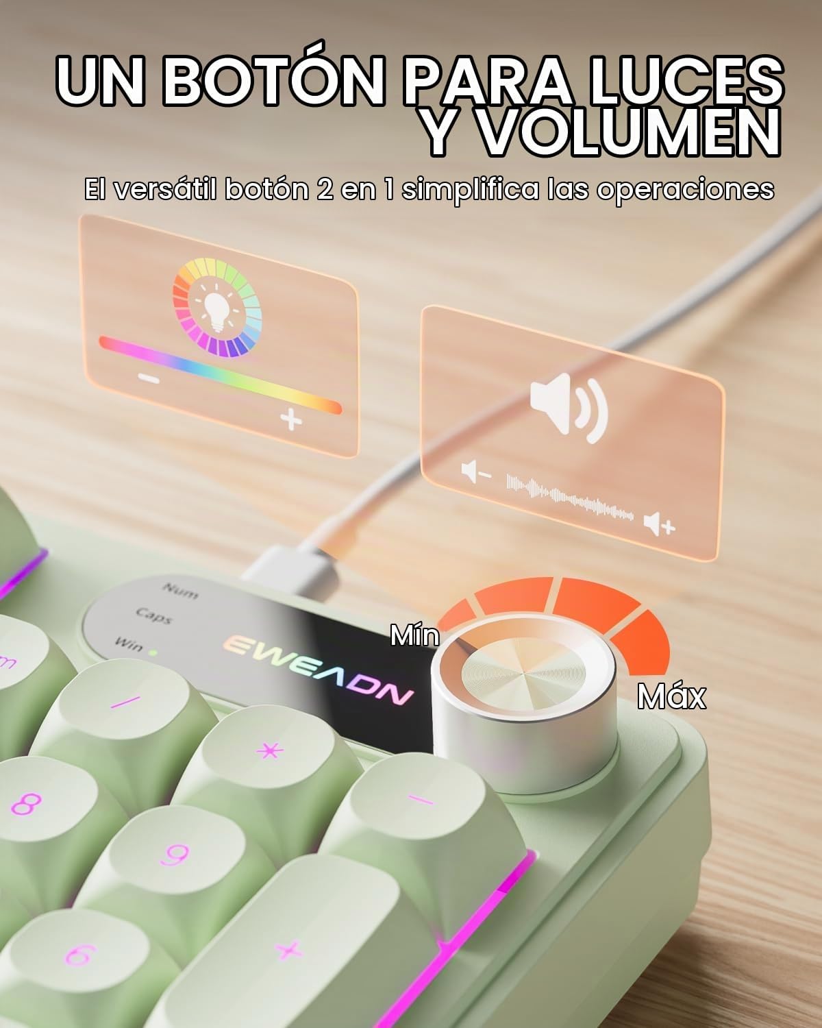 Combo de teclado y mouse con cable EWEADN con reposamuñecas desmont...