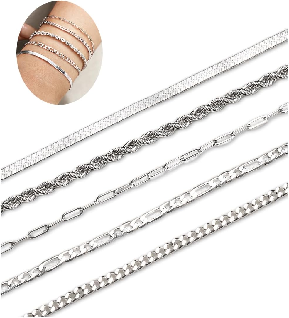 Krfy 5\/6 piezas pulseras chapadas en oro para mujeres modernas, ju...