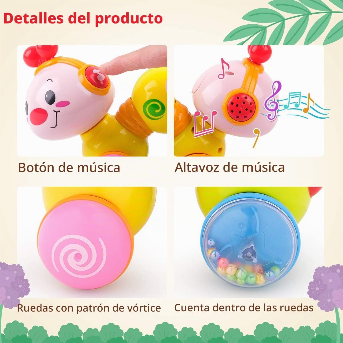 Vanmor - Juguetes para bebés de 6 a 12 meses, oruga musical Press &...