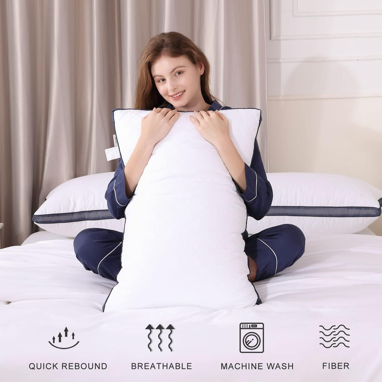 Meoflaw Almohadas para dormir (paquete de 6), almohadas de hotel de...