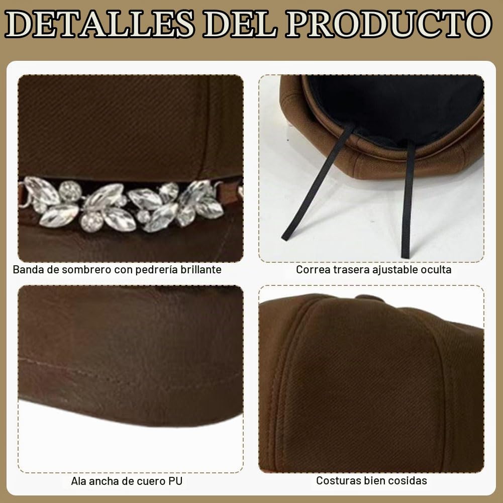 Besforta Gorra Newsboy para mujer, boina de taxista de moda frances...