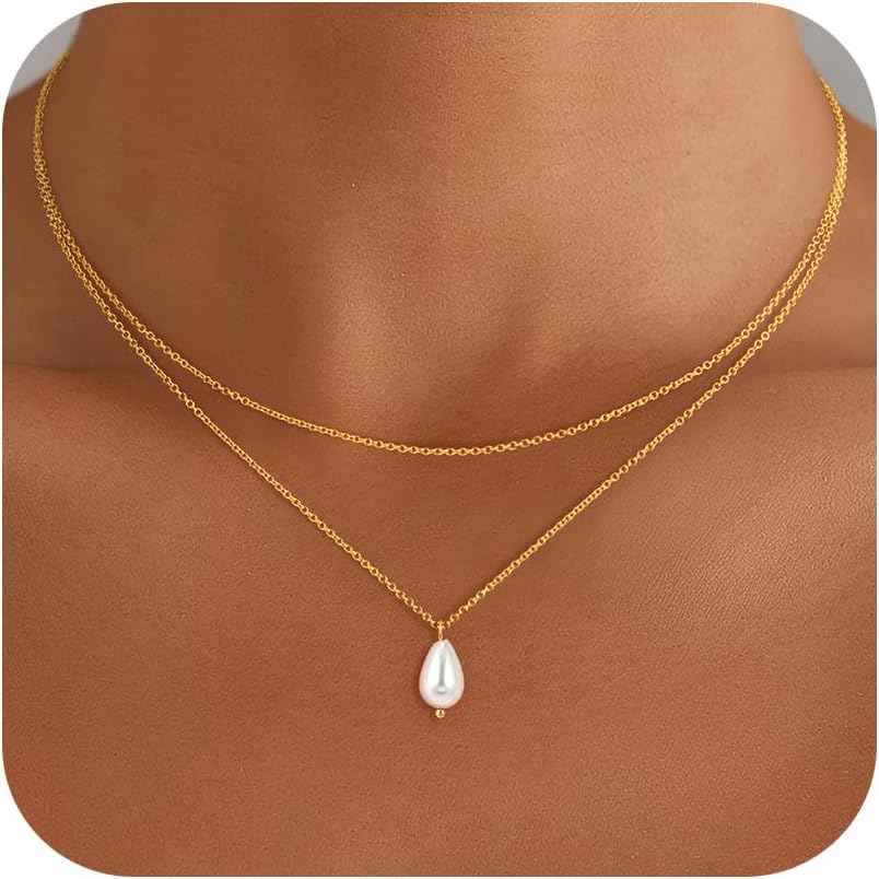 Eaciy Collares de perlas para mujer, modernos, chapados en oro de 1...
