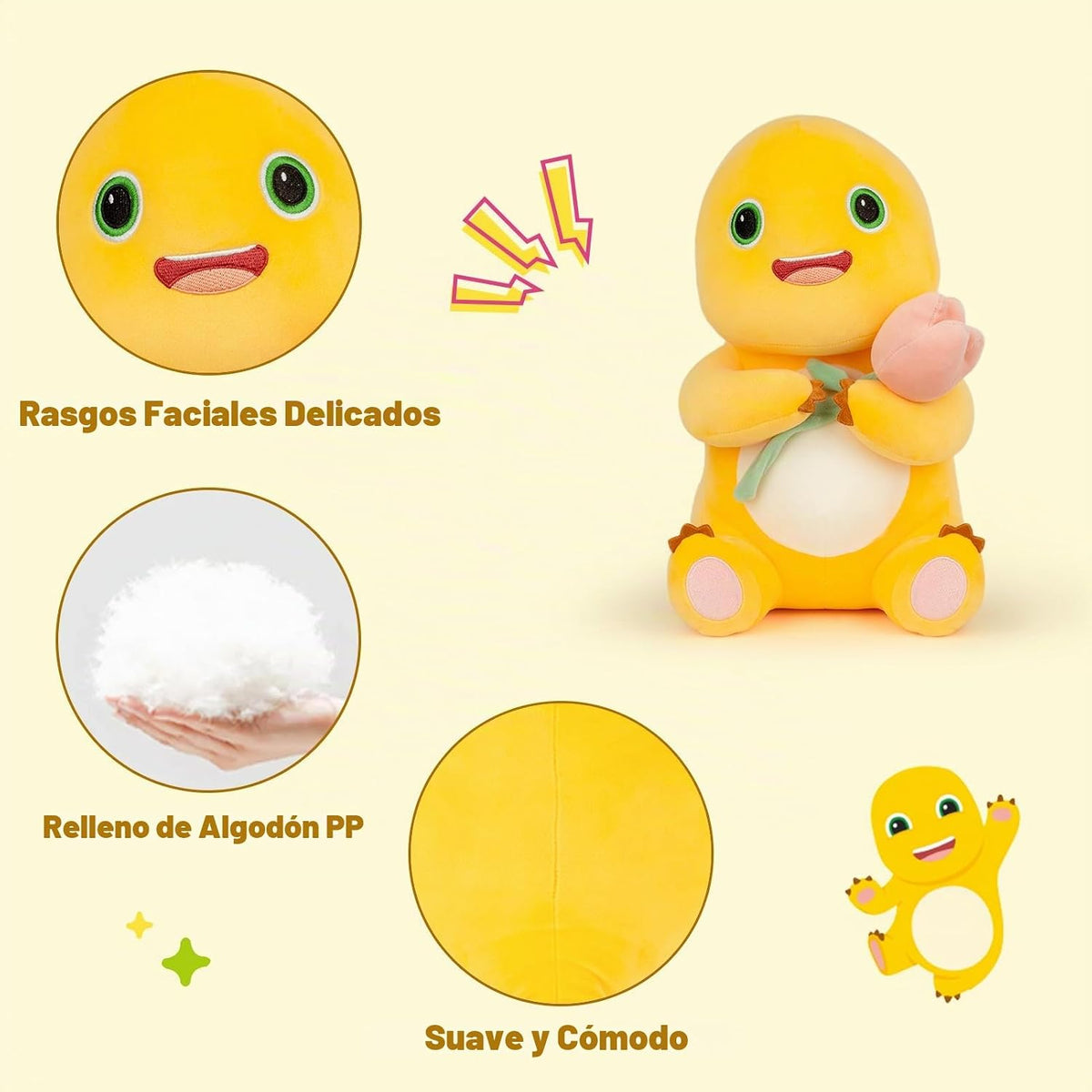 Adorlynetty Animal de peluche de dinosaurio, 11.8 pulgadas, lindo d...