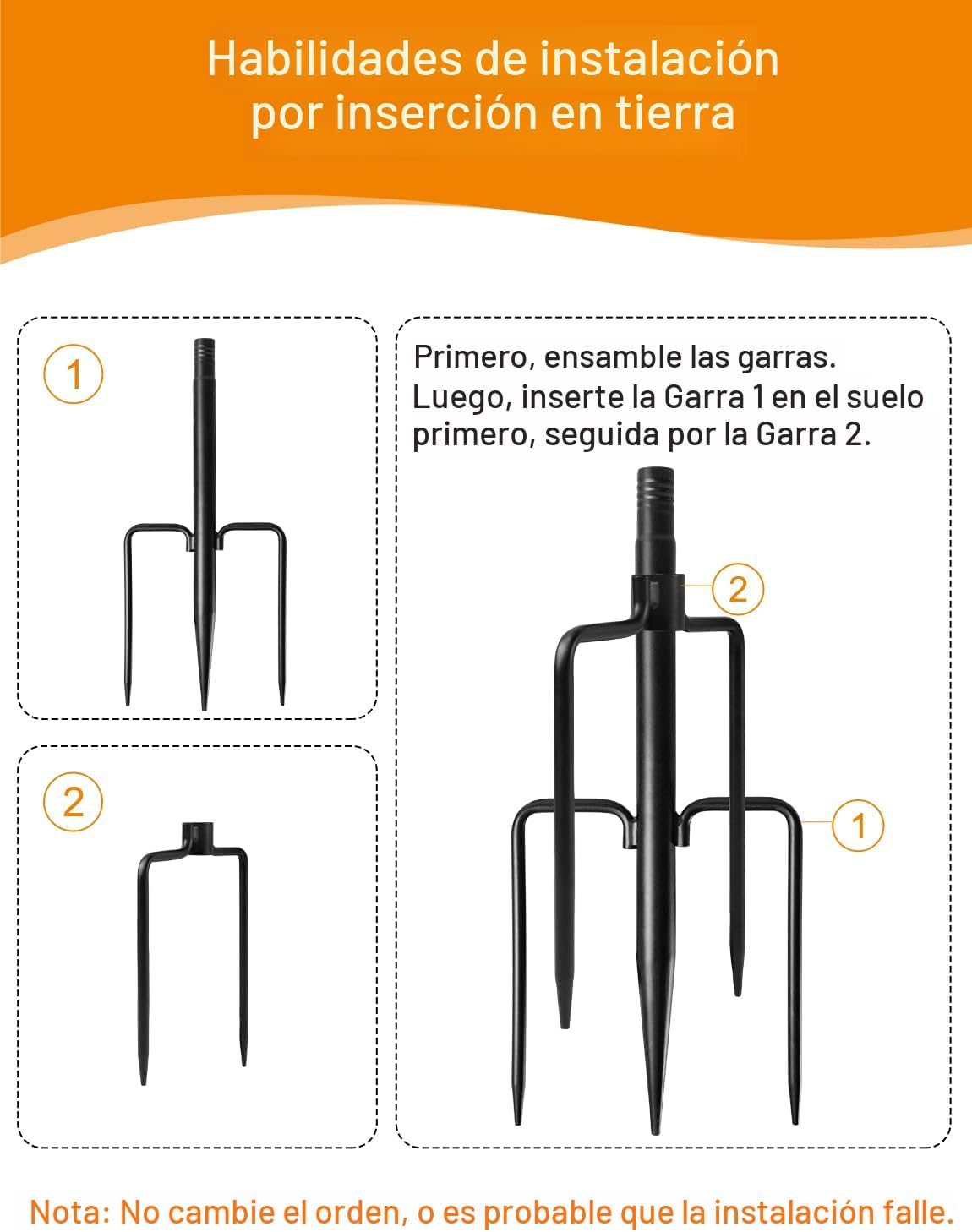 Paquete de 2 postes para luces de cadena para exteriores, postes co...