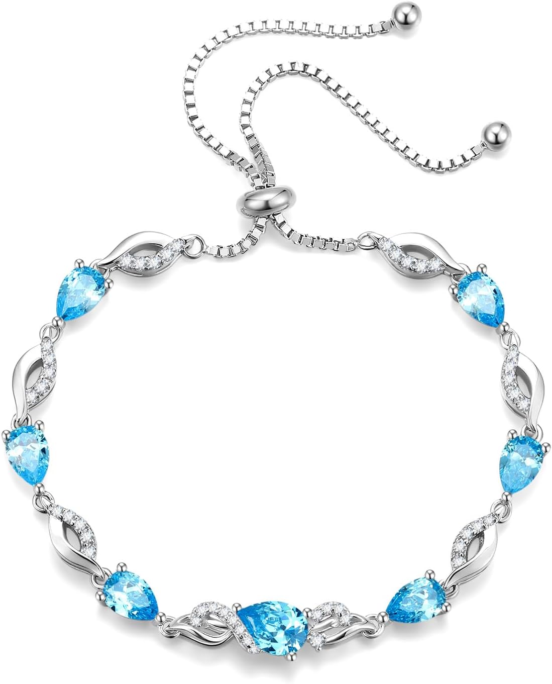 FANCIME Pulsera de piedra natal para mujer Pulsera de tenis ajustab...