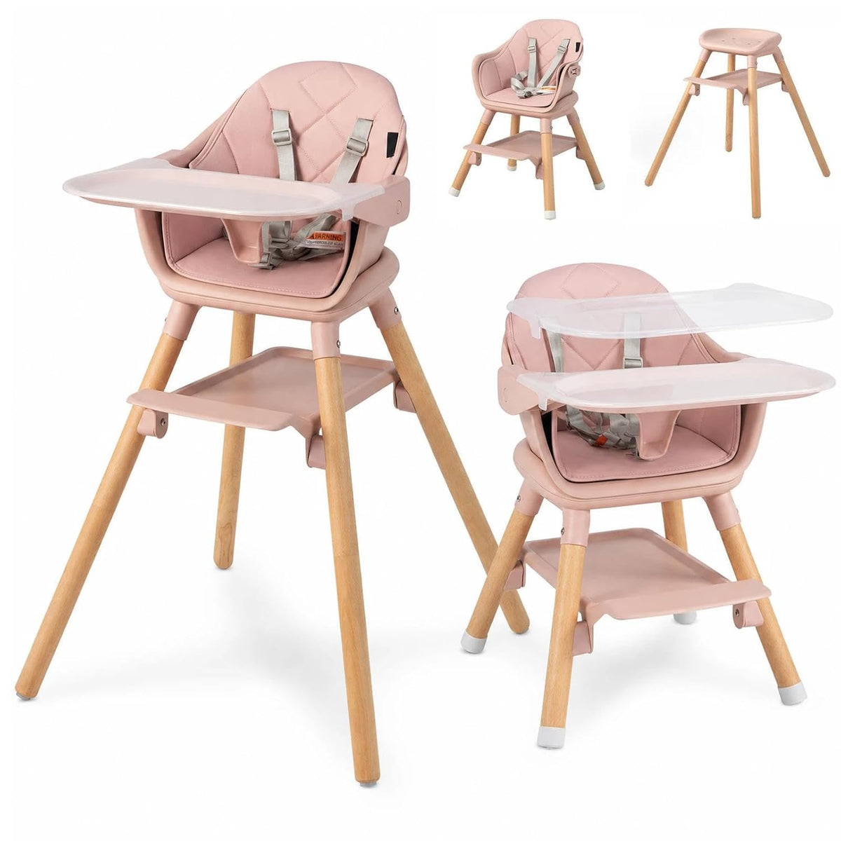HONEY JOY Silla alta para bebé, silla alta convertible 6 en 1 de ma...