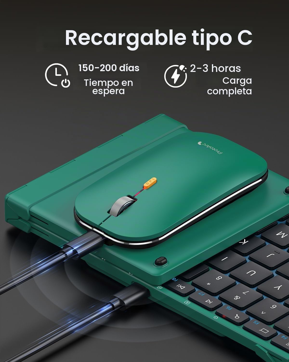 ProtoArc XKM01 - Teclado y mouse plegables, combo de teclado inalám...