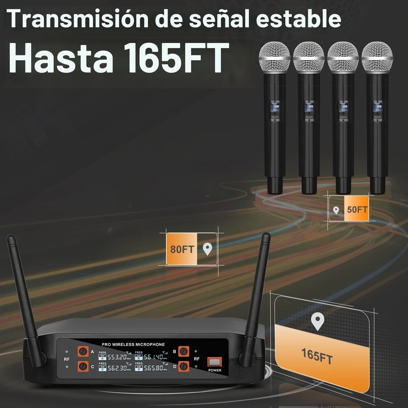 Depusheng DX4 Micrófono Inalámbrico, Sistema Profesional de Karaoke...