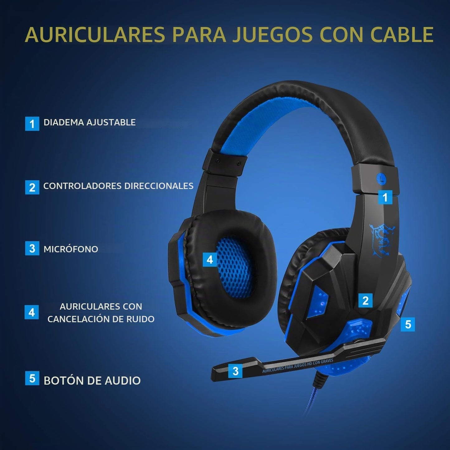 BlueFinger Combo de Teclado Retroiluminado para Juegos, Mouse y Aur...