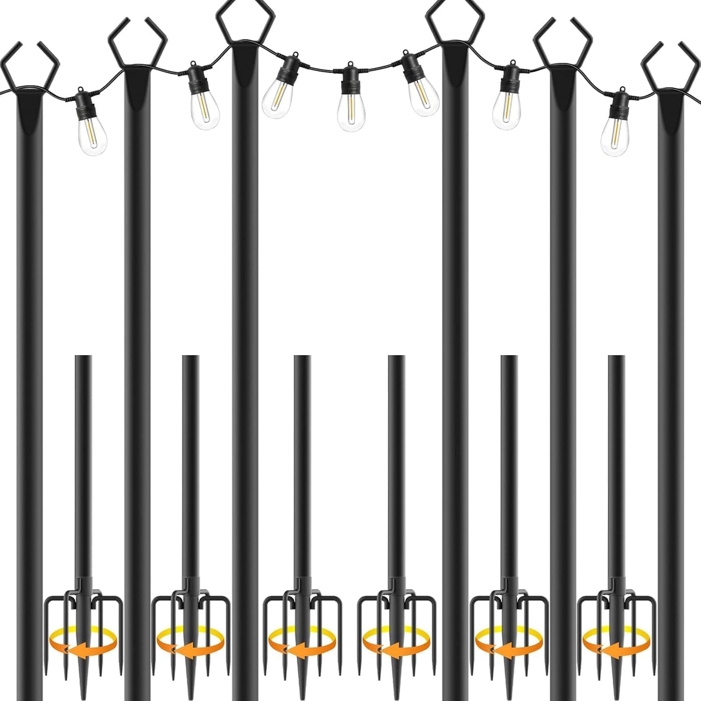 AILBTON Paquete de 6 postes de luz exterior de 10 pies, postes de l...
