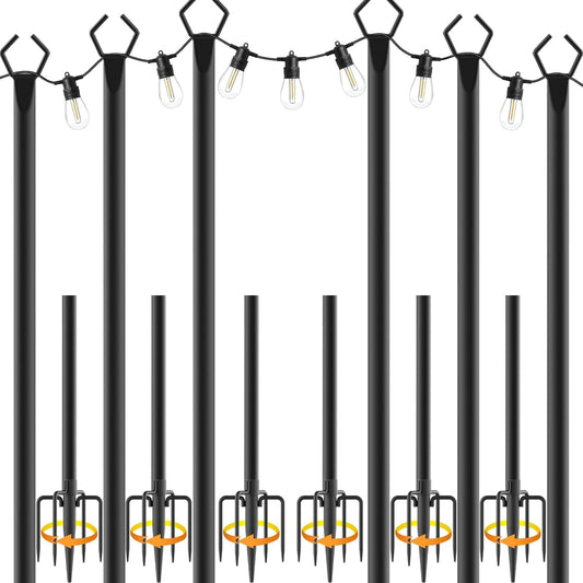 AILBTON Paquete de 6 postes de luz exterior de 10 pies, postes de l...