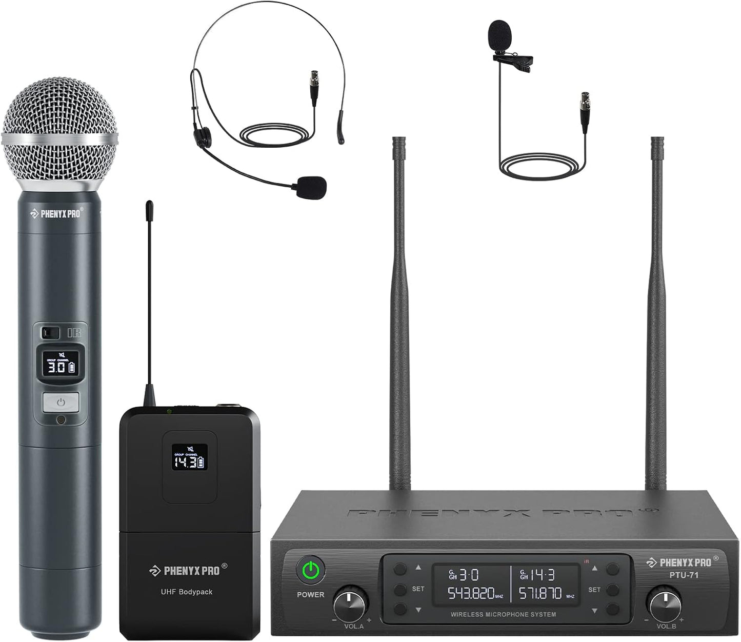 Sistema de micrófono inalámbrico Phenyx Pro, set de micrófono dual...