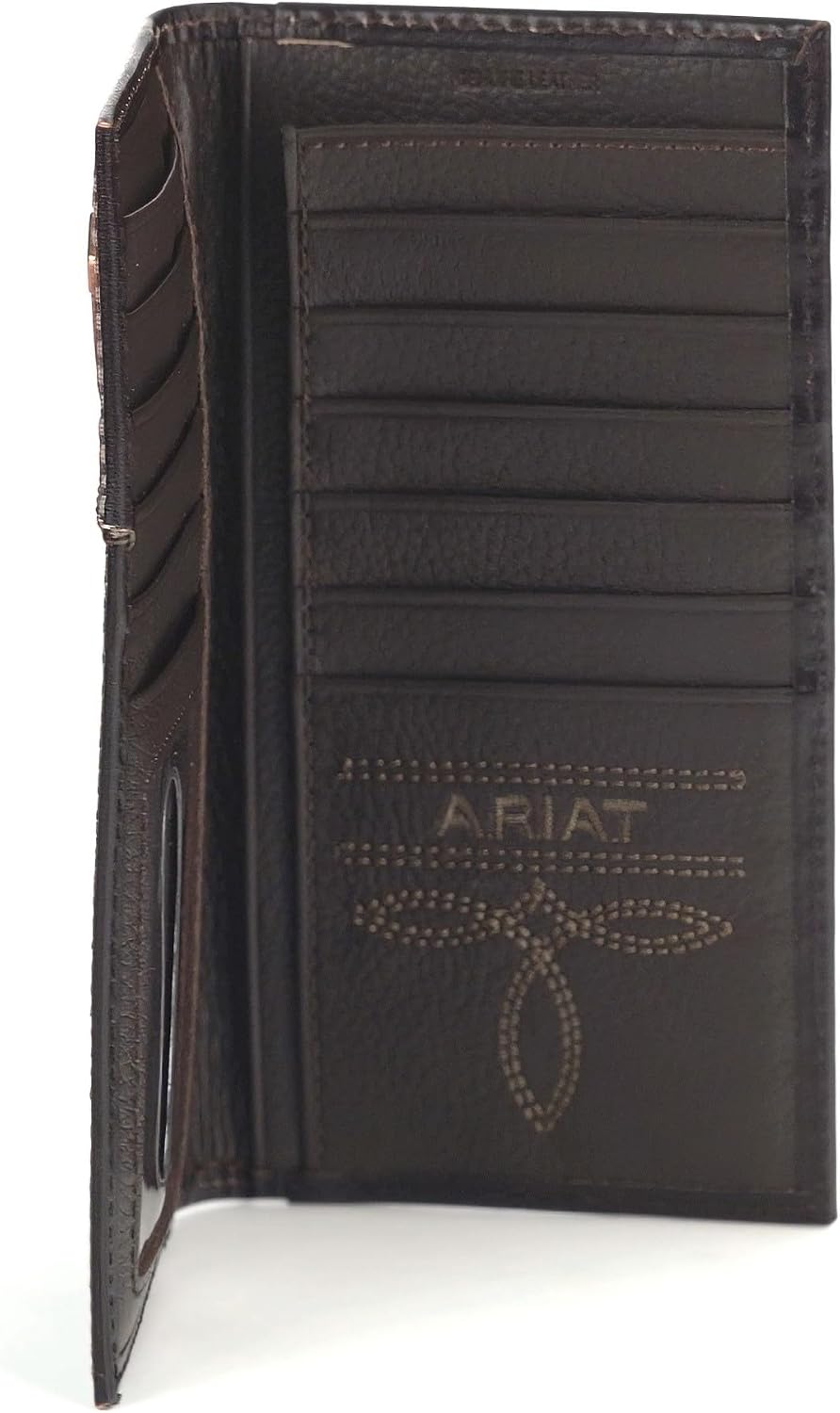 ARIAT Western Wallet Hombres Rodeo Cross Filigrana Marrón Medio A35...