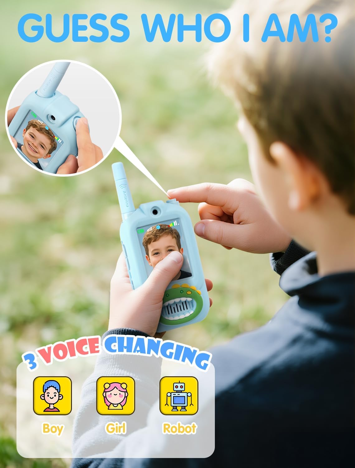 Walkie Talkies de video para niños, paquete de 2 recargables con pa...