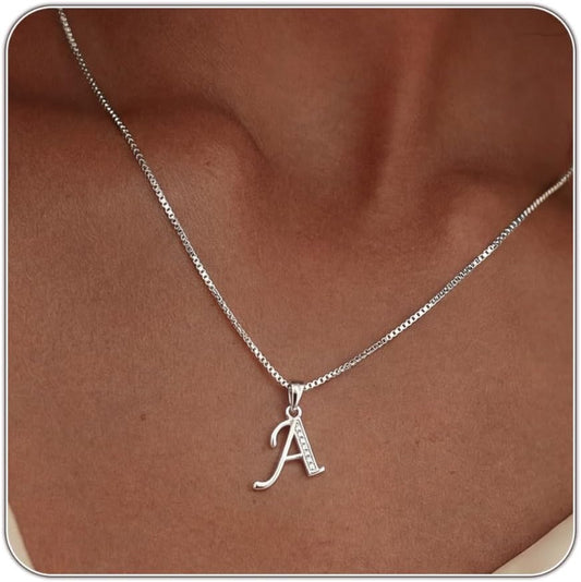 Fglqfam Collar con Inicial para Mujer, Cadena de Caja Chapada en Or...