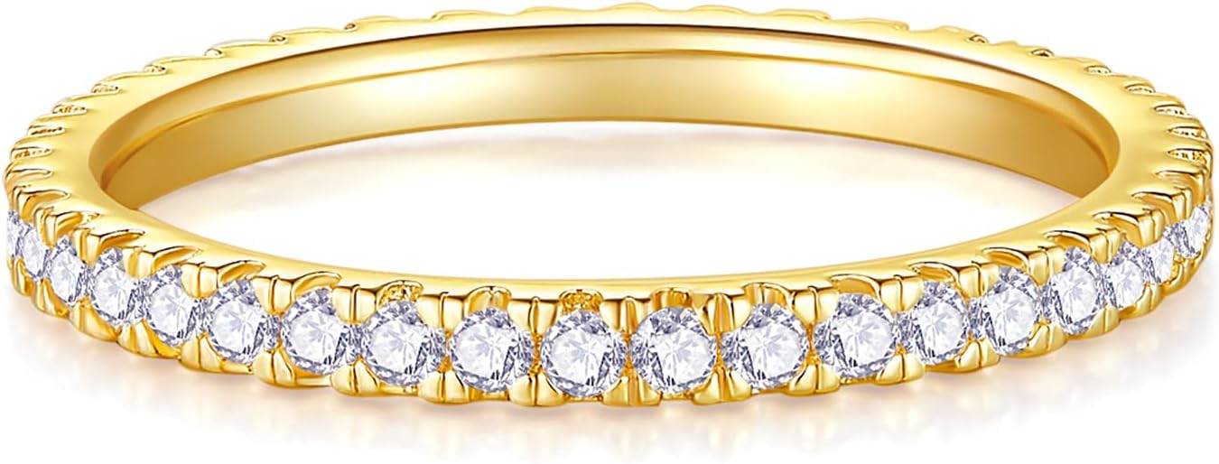 MINDDHA Chapado en oro de 14 quilates - Anillos de eternidad apilab...