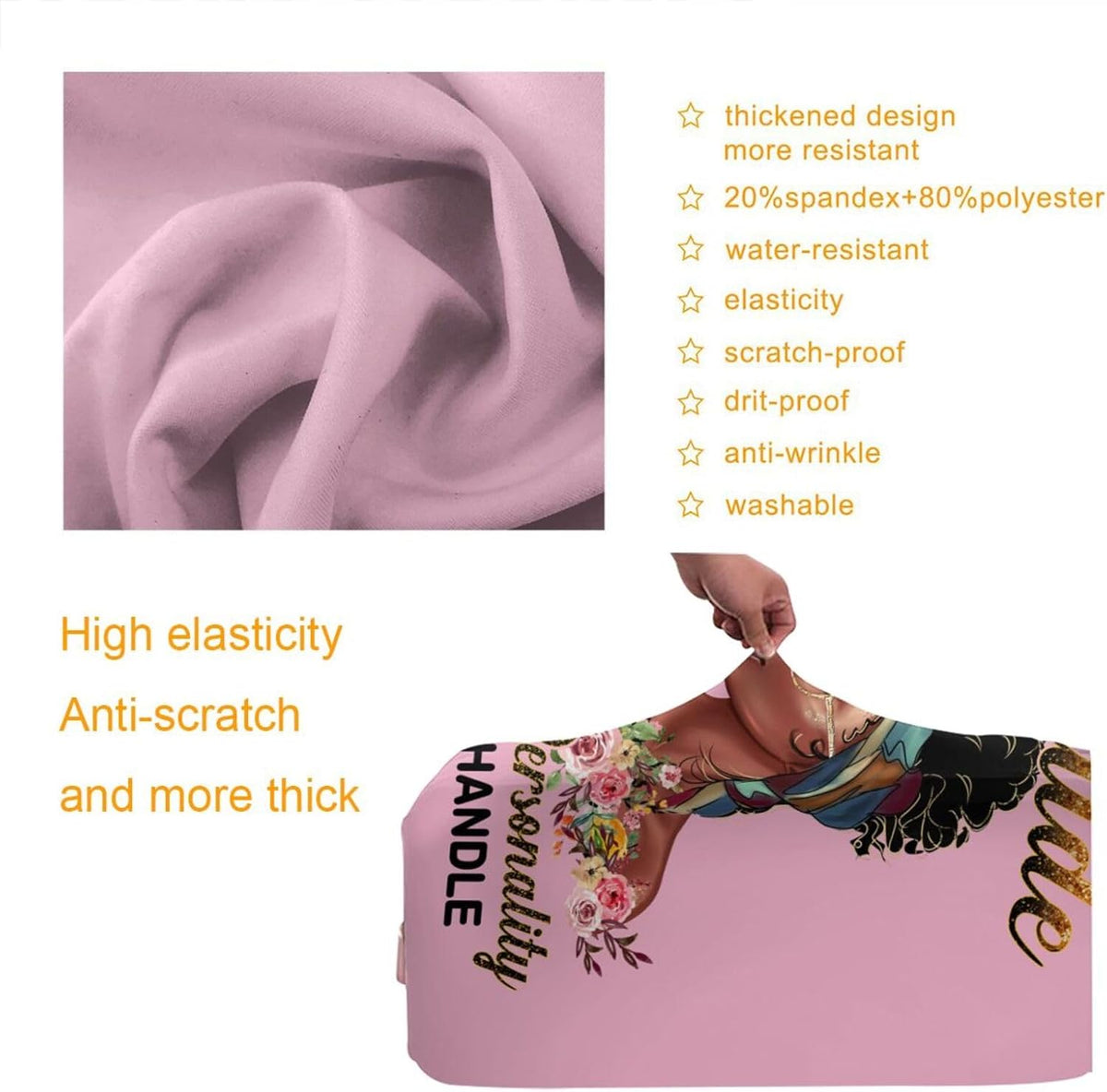 Hepmant Protector de maleta de viaje para mujer afroamericana, elás...