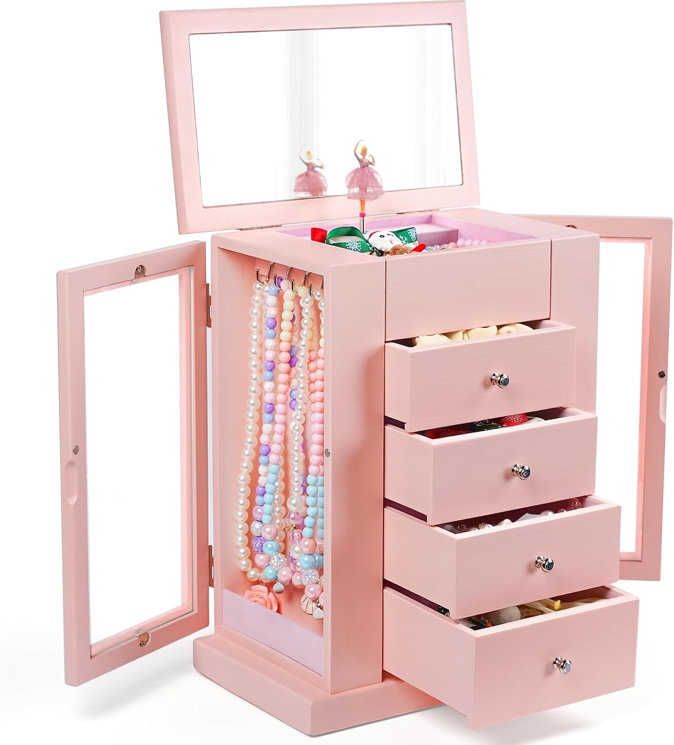 Caja de Joyería Emfogo para Niñas, Caja de Joyería Musical con Bail...
