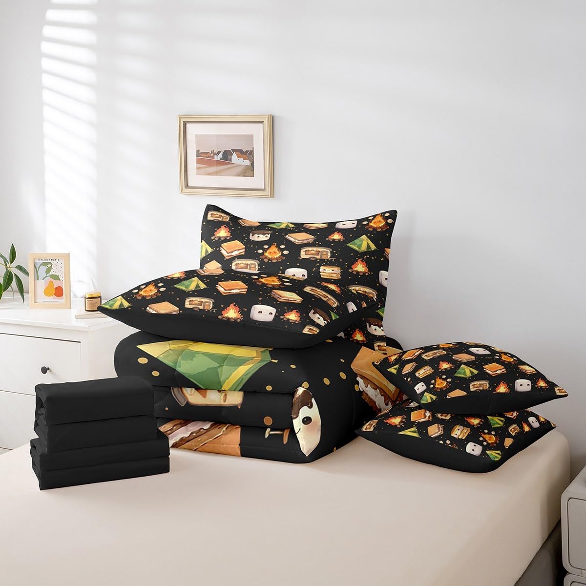 Erosebridal Juego de ropa de cama de 7 piezas para niños, ropa de c...