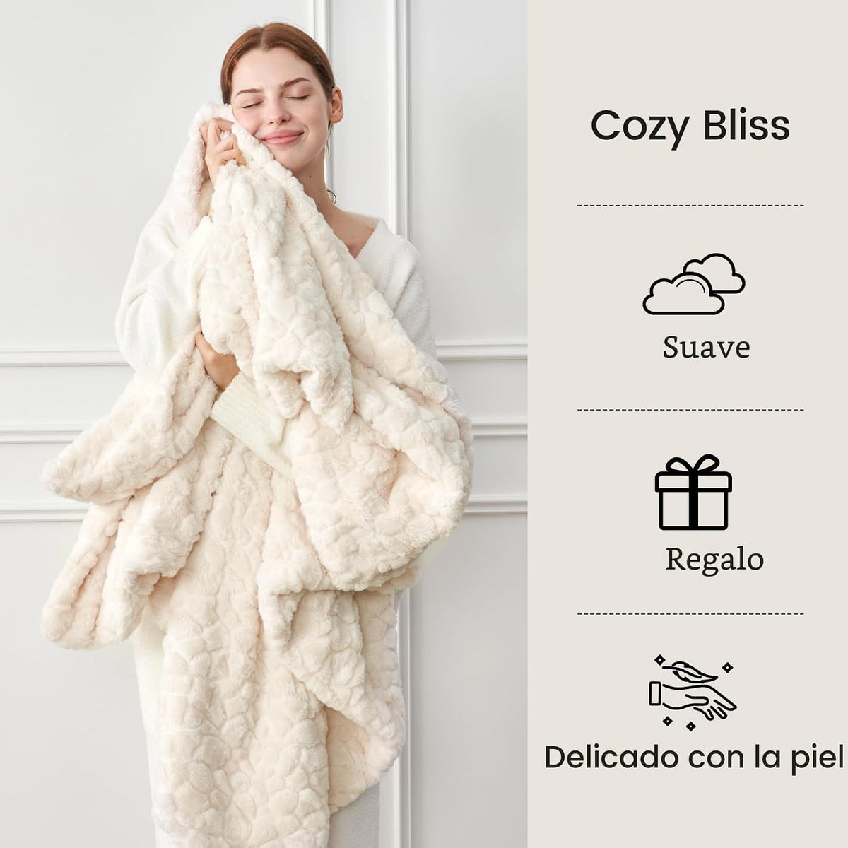 Cozy Bliss - Manta de piel sintética para sofá, suave y esponjosa,...