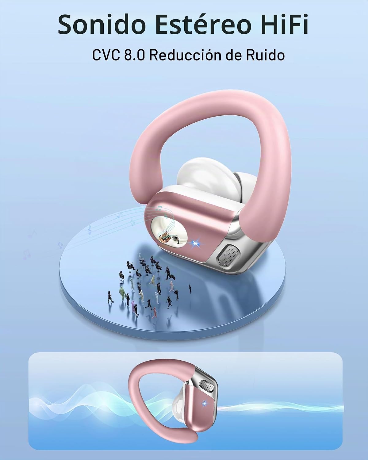Auriculares inalámbricos, Bluetooth 5.4 deportivos, sonido de grave...