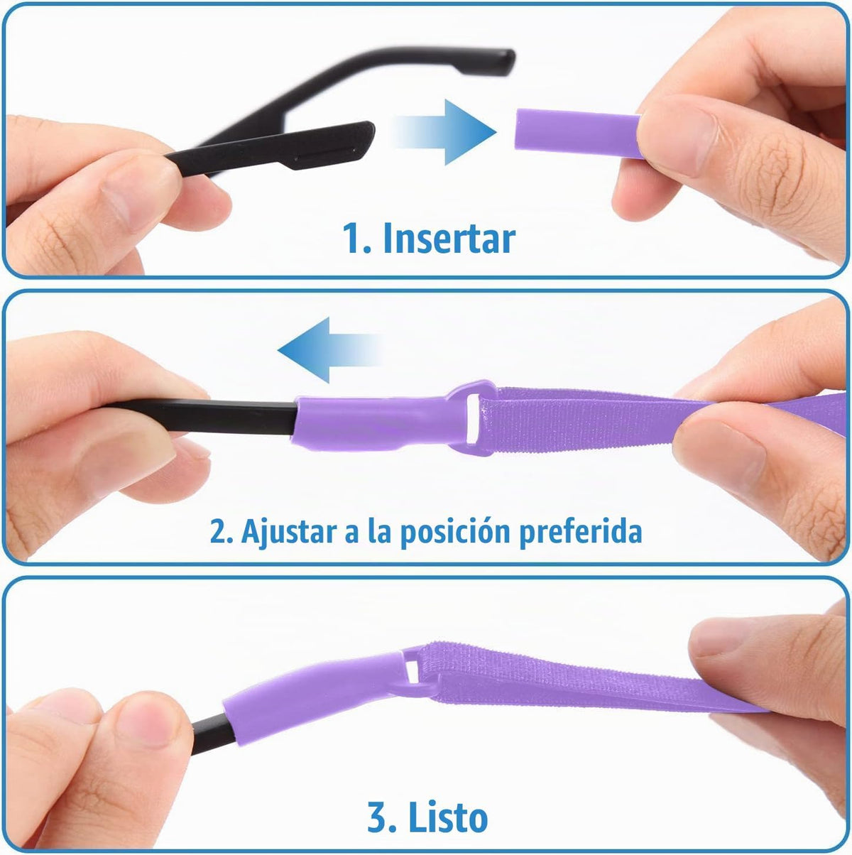 Enenfly Correas ajustables para gafas, paquete de 3 retenedores de...