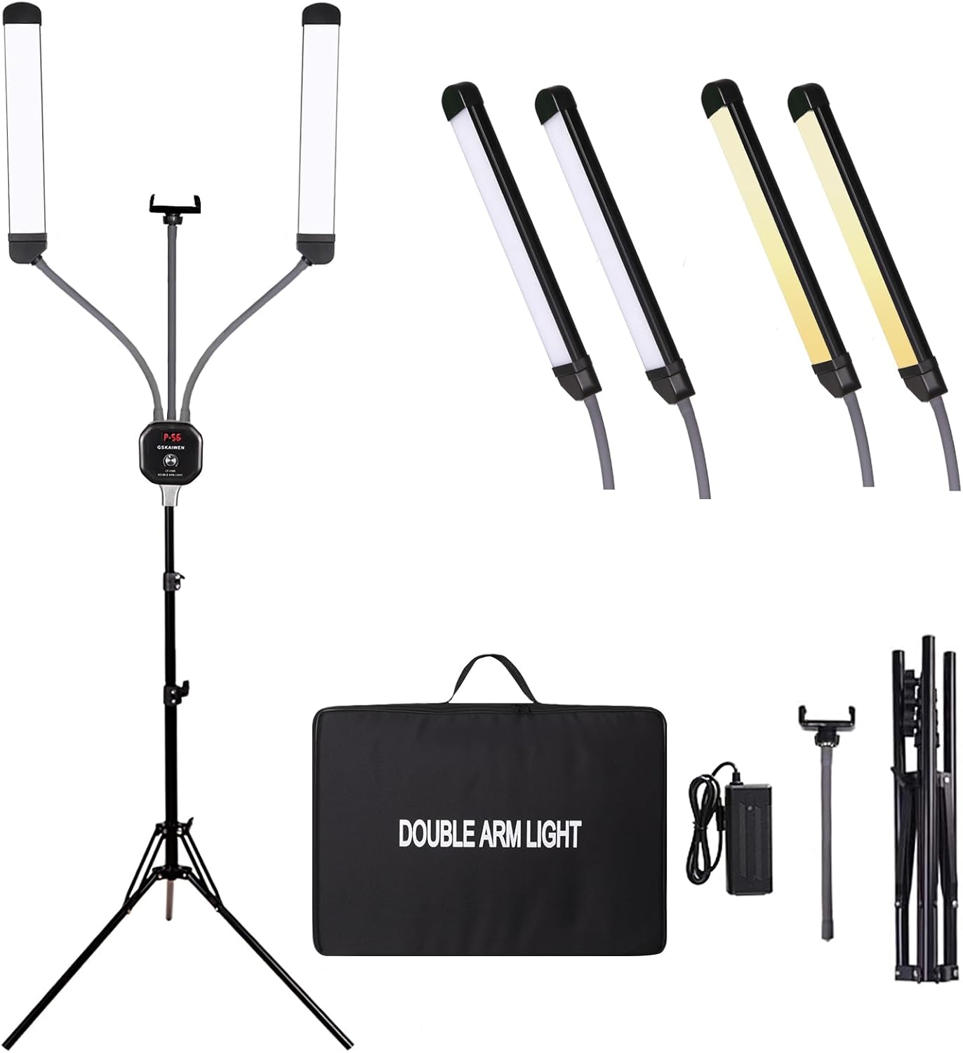 GSKAIWEN Luz de video LED regulable de 50 W con bolsa de trípode, k...