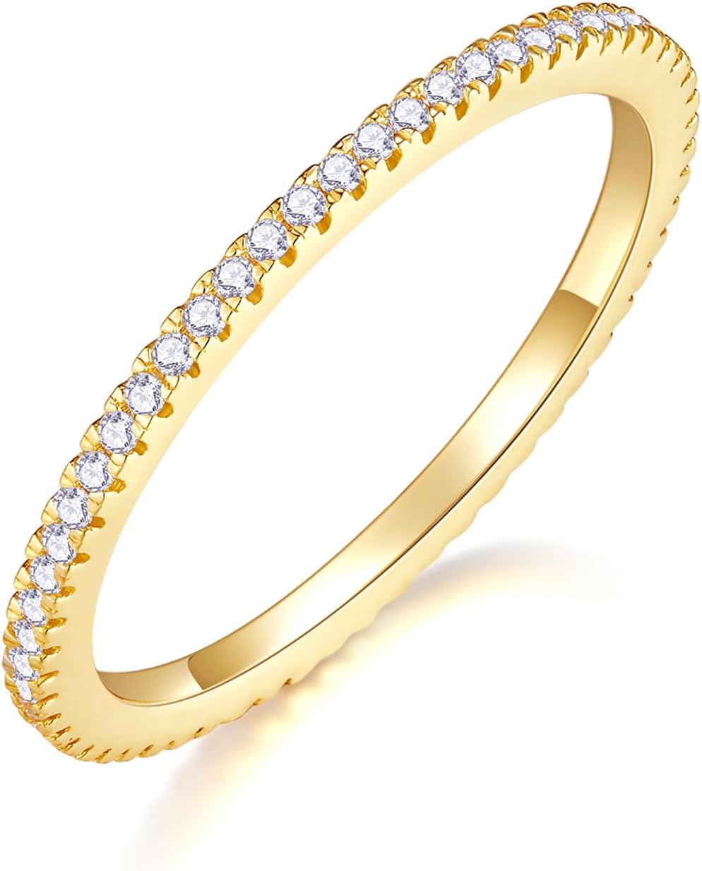 MINDDHA Chapado en oro de 14 quilates - Anillos de eternidad apilab...