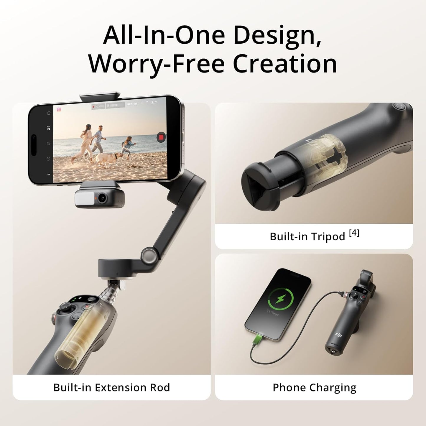 DJI Osmo Mobile 7P Estabilizador de cardán para iPhone, Android, Se...
