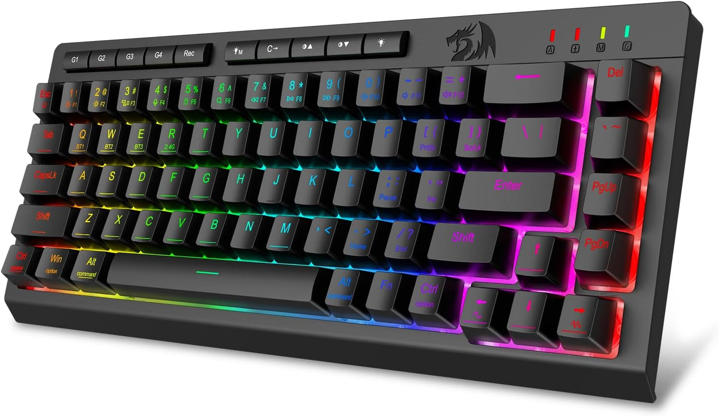Redragon Teclado Gaming Inalámbrico Portátil, Bluetooth\/2.4GHz\/US...