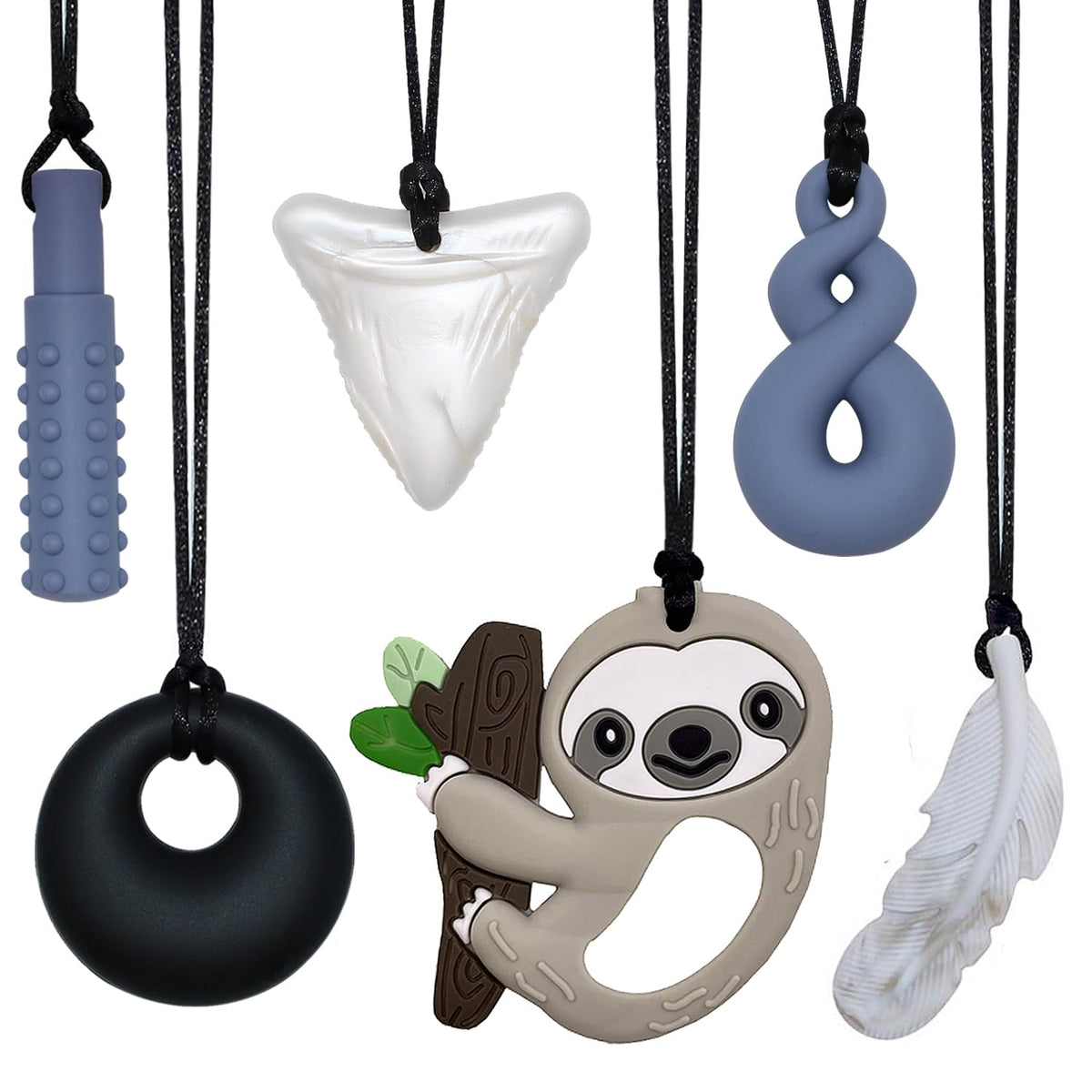Collares masticables para niños sensoriales, paquete de 6 collares...