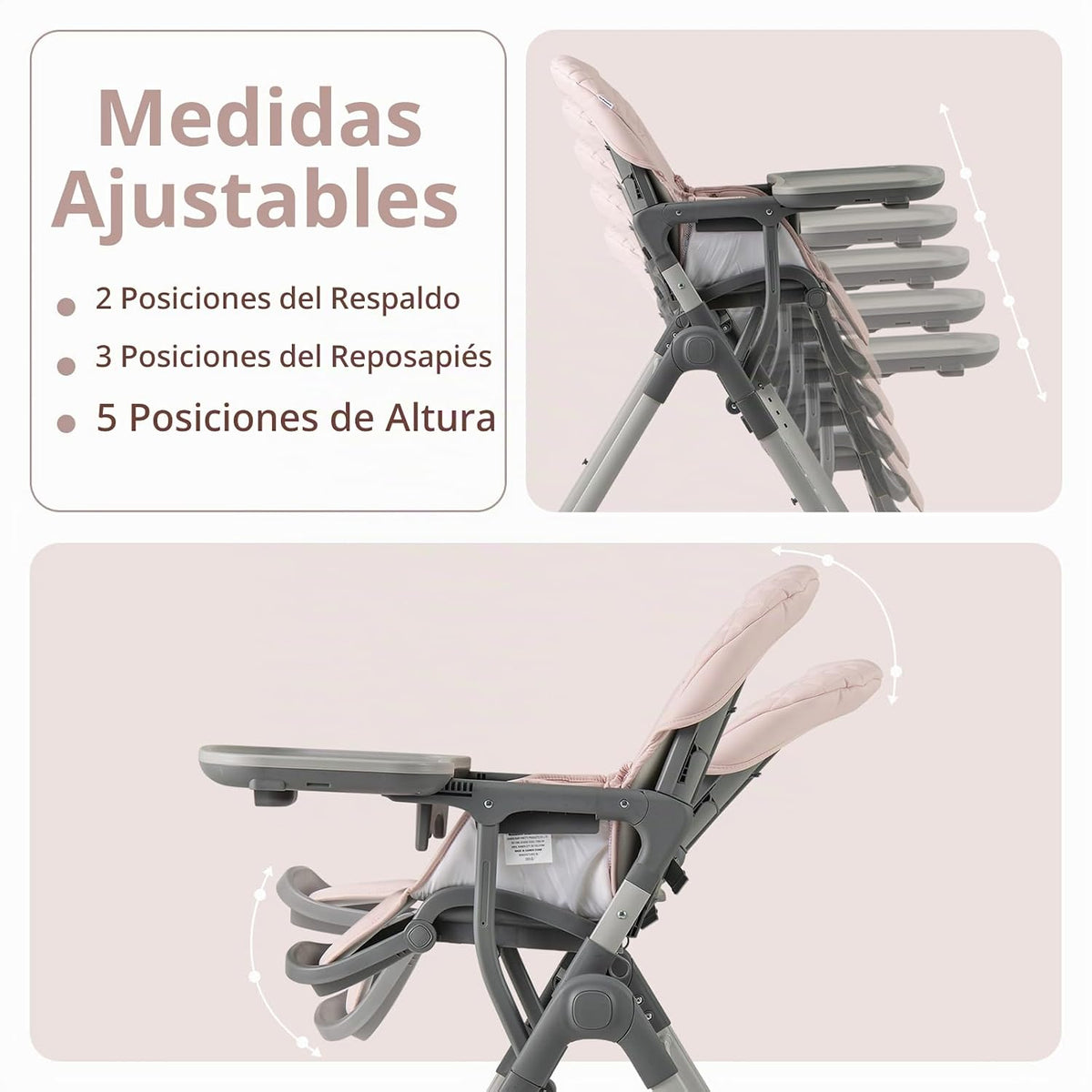 INFANS - Silla alta para bebé, silla alta convertible plegable port...
