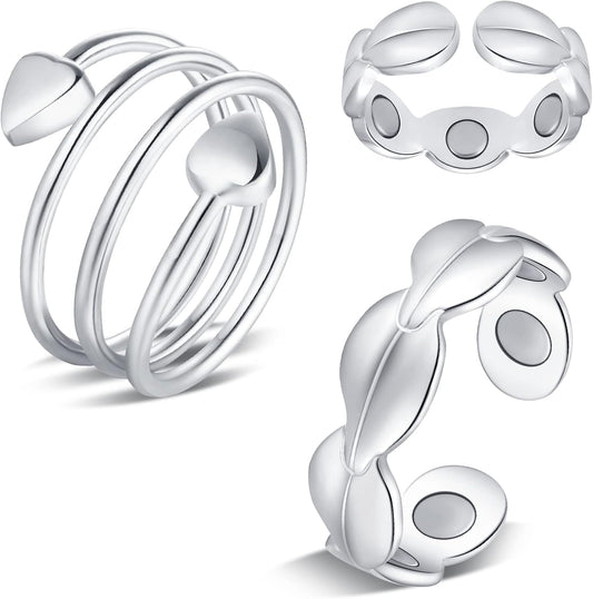 Feraco 2 piezas Anillos de cobre para mujer, anillo magnético de pu...