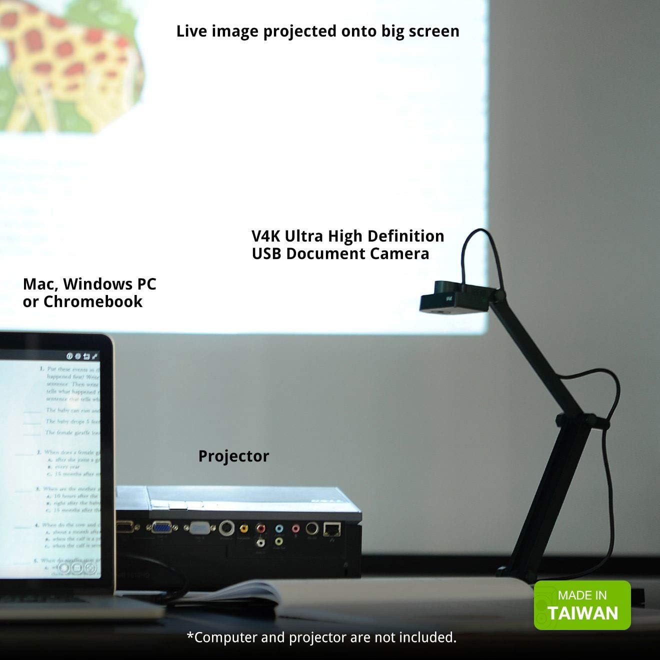 IPEVO Cámara de documentos USB V4K de ultra alta definición de 8 MP...