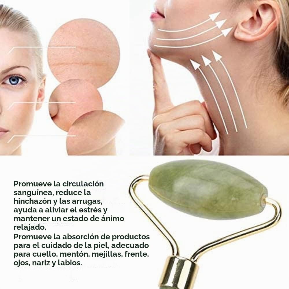 fuvooi Juego de masajeador facial Gua Sha de jade - Juego de herram...