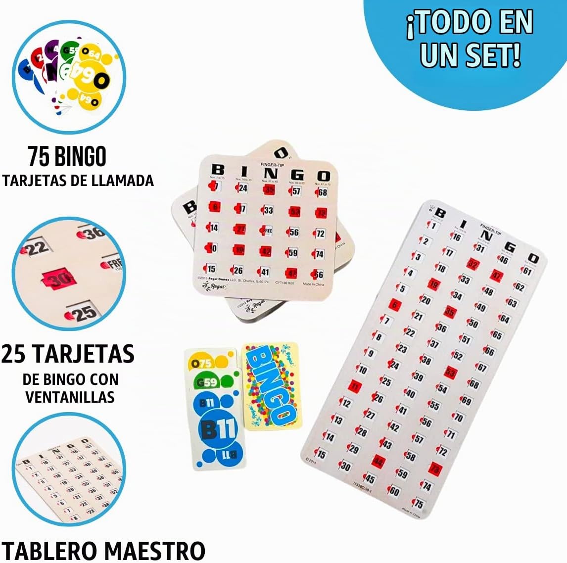 Regal Bingo - Juego de 25 tarjetas de bingo con ventanas deslizante...