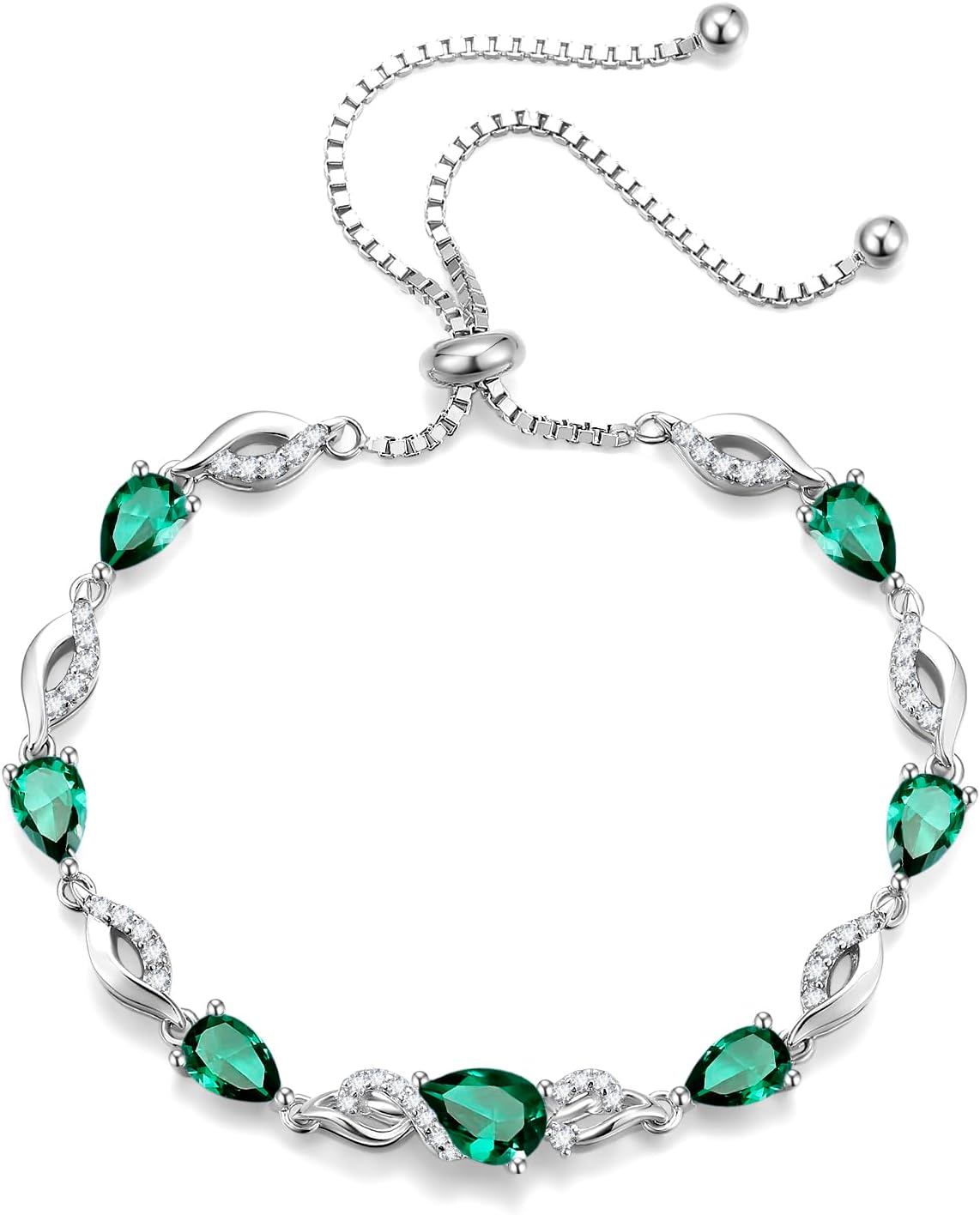 FANCIME Pulsera de piedra natal para mujer Pulsera de tenis ajustab...