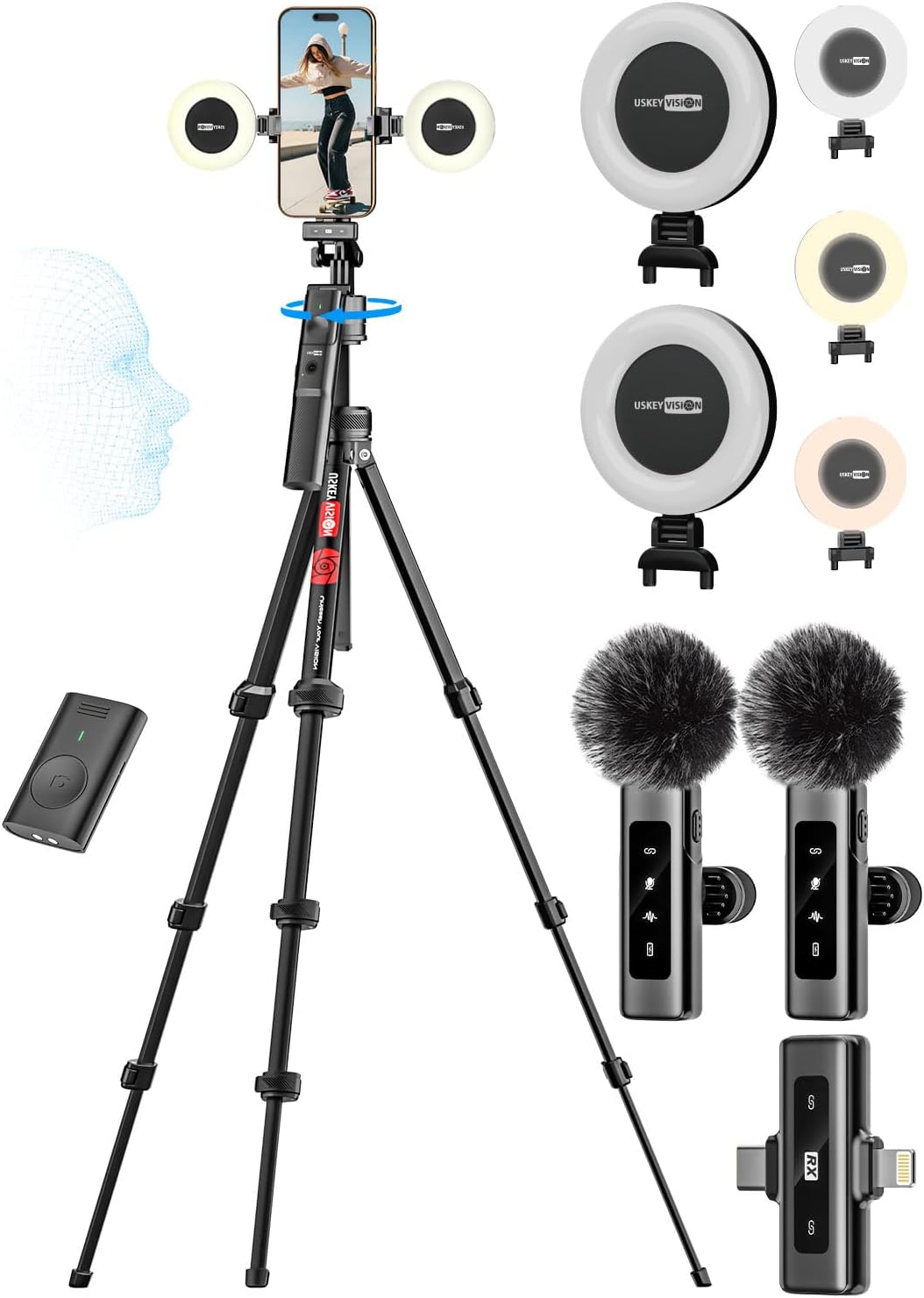 USKEYVISION Kit de vlogging con control remoto, kit de inicio de Yo...