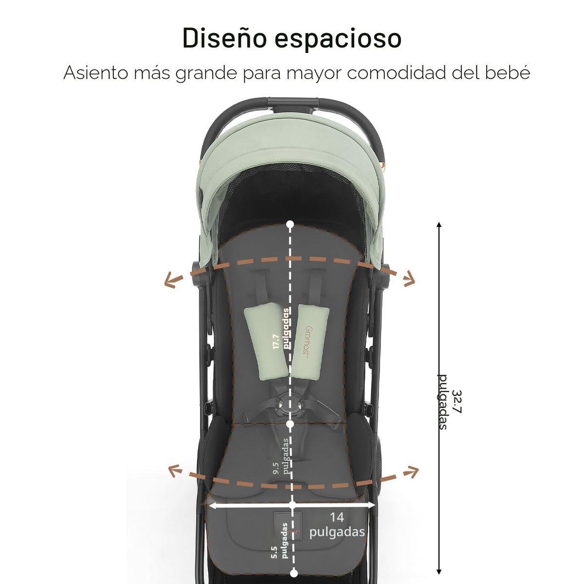 Gromast Gravity - Cochecito de bebé plegable \u2013 Cochecito portá...